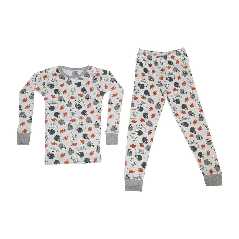 Football Pajamas, White Football Pajamas, White