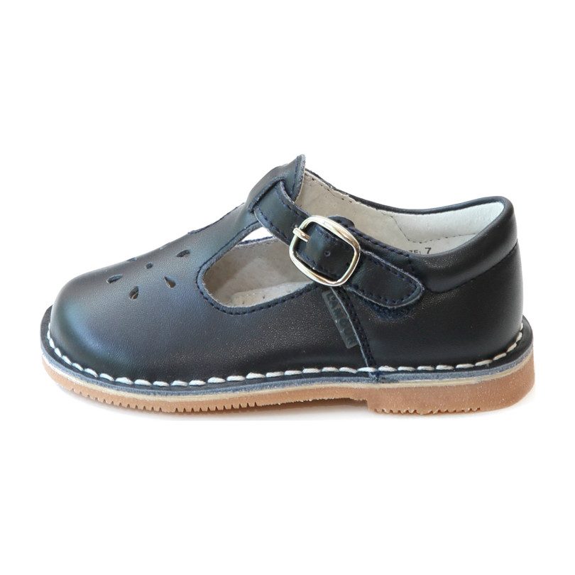 Joy Classic Leather Stitch Down T-Strap Mary Jane, Navy - Shoes ...