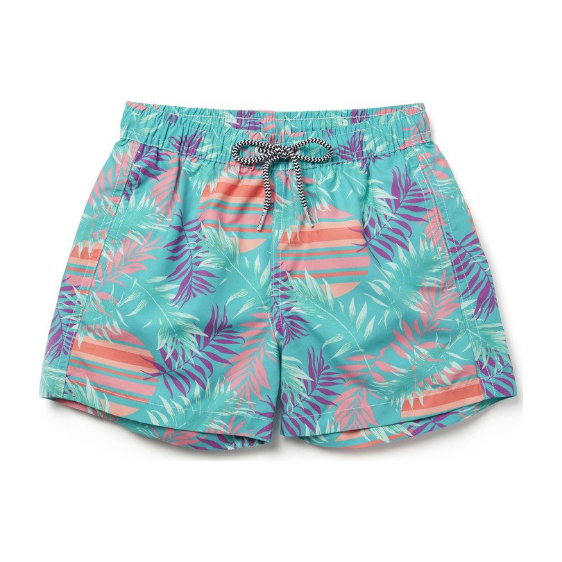 Rising Palm Swim Shorts, Teal - Swim - Maisonette