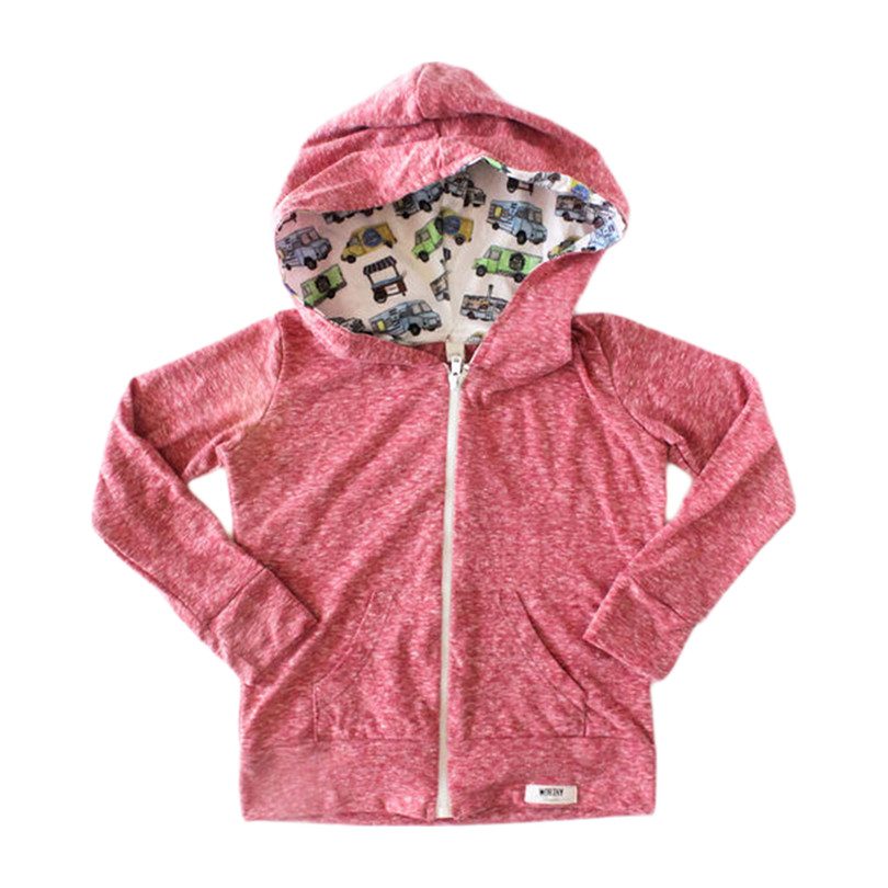 Zip Up Hoodie, Red Food Truck Print Zip Up Hoodie, Red Food Truck Print