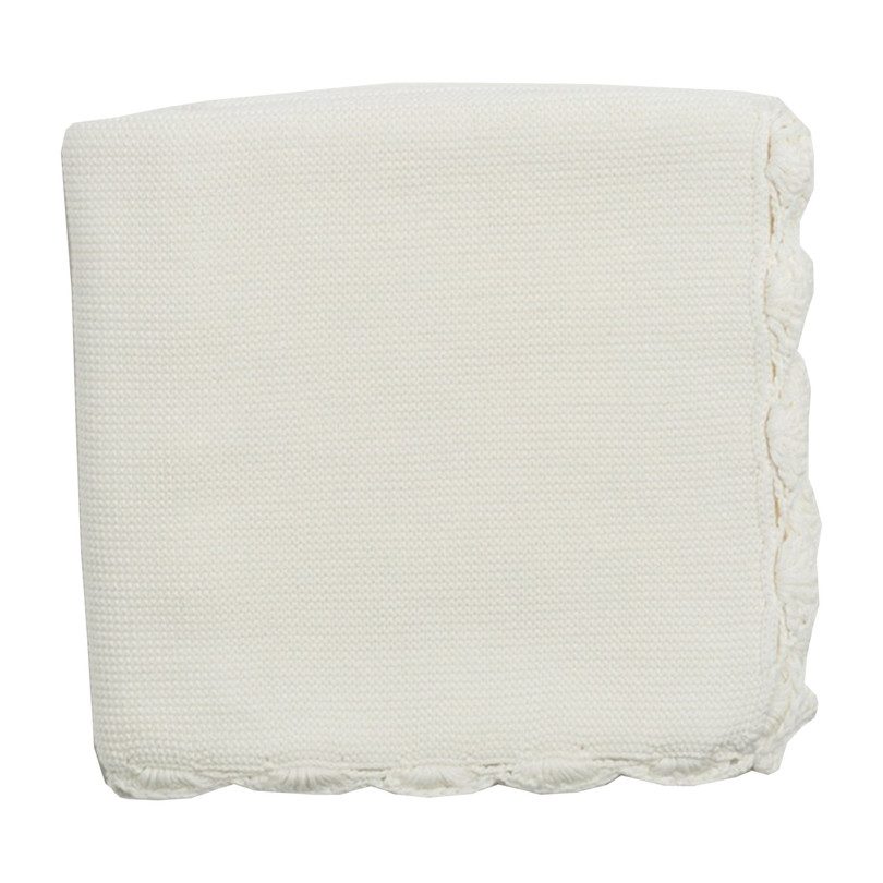 Organic Cotton Heirloom Baby Blanket, Soft White Organic Cotton Heirloom Baby Blanket, Soft White