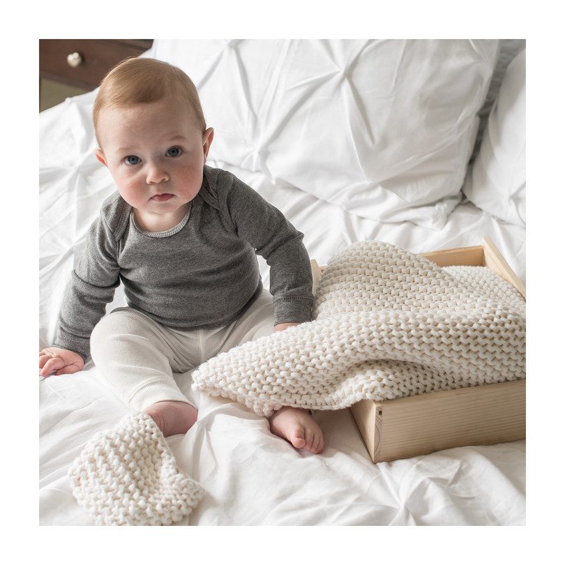 Organic Cotton Comfy Knit Baby Blanket, Soft White Organic Cotton Comfy Knit Baby Blanket, Soft White