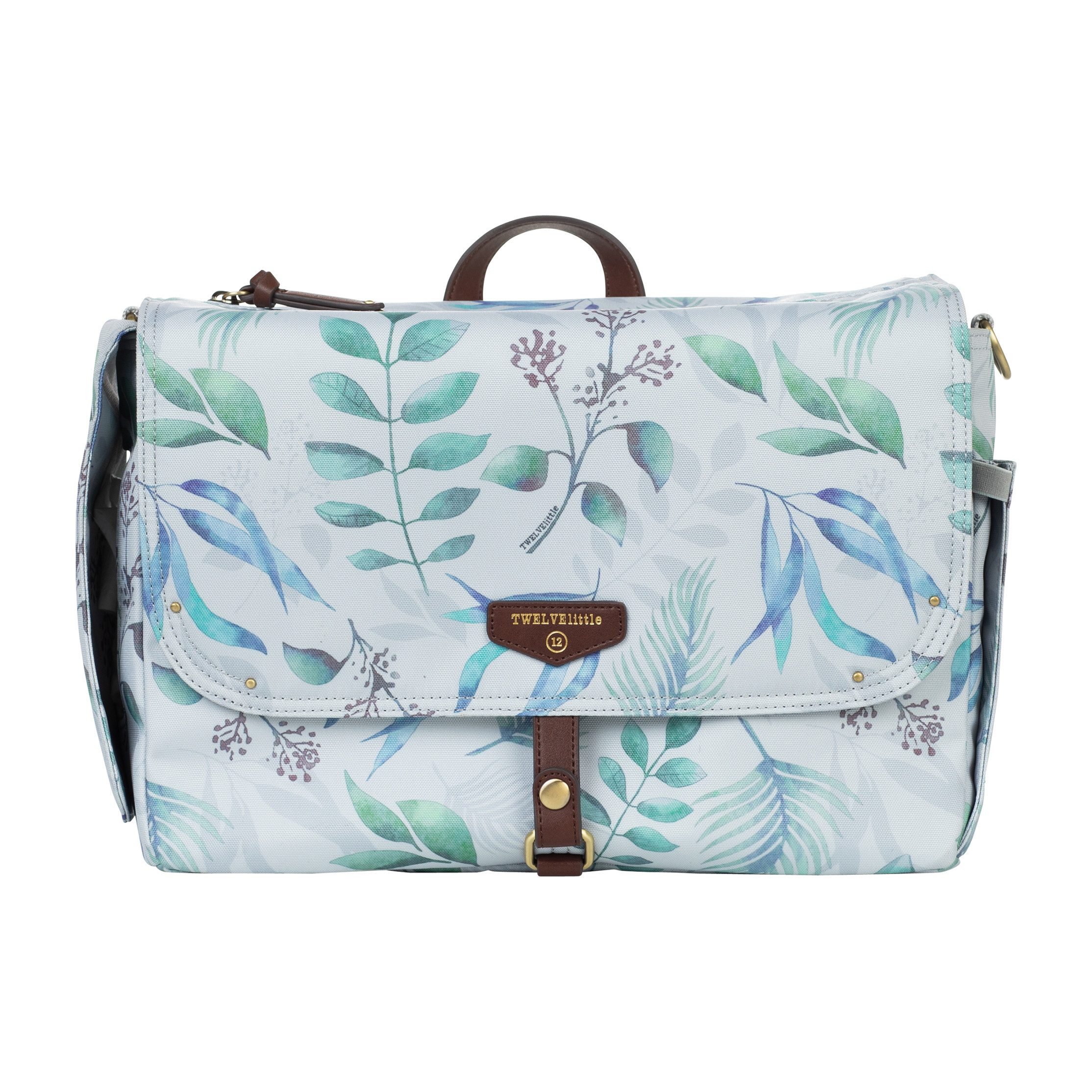 On-The-Go Stoller Caddy, White and Blue Leaf Print - Diaper Bags ...