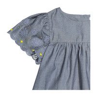 Embroidered Chambray Dress, Medium Denim