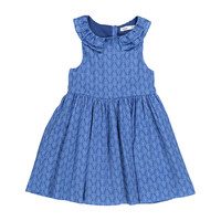 Ruffle Dress, Blue Pattern