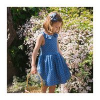 Ruffle Dress, Blue Pattern