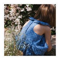 Ruffle Dress, Blue Pattern