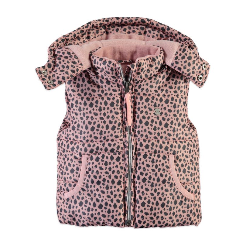 Printed Puffer Vest, Pink Printed Puffer Vest, Pink