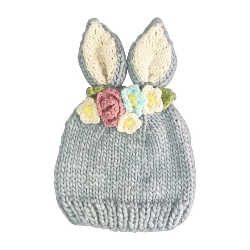 Bunny with Flowers, Gray - Hats, Scarves & Gloves - Maisonette