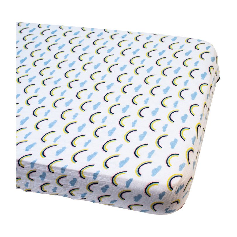 Muslin Crib Sheet, Rainbows Muslin Crib Sheet, Rainbows