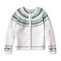 Sage Fairisle Cardigan, Winter White