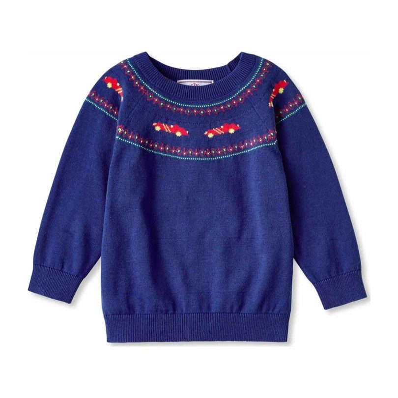 Race Car Crew Cotton Fairisle, Bright Blue Race Car Crew Cotton Fairisle, Bright Blue