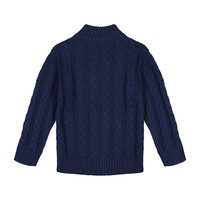 Zip Up Cable Sweater, Navy