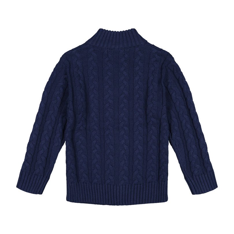 Zip Up Cable Sweater, Navy Zip Up Cable Sweater, Navy