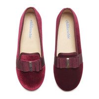 Grosgrain Bow Loafers, Burgundy Velvet - Shoes - Maisonette