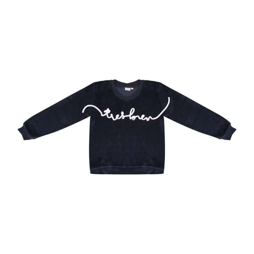 Velour Tres Bien Sweatshirt, Total Eclipse Velour Tres Bien Sweatshirt, Total Eclipse