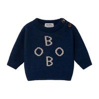 Baby Sweater With Jacquard Bobo Pattern, Blue