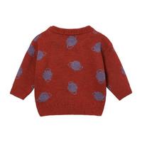 Baby Sweater With Jacquard Purple Saturn Pattern, Red