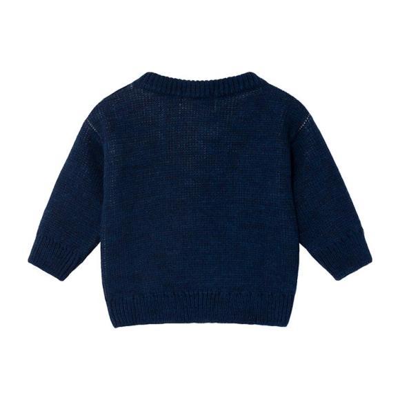 Baby Sweater With Jacquard Bobo Pattern, Blue Baby Sweater With Jacquard Bobo Pattern, Blue