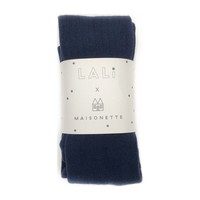 *Exclusive* Ribbed Cotton Tights, Navy Blue