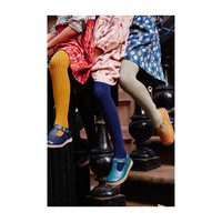 *Exclusive* Ribbed Cotton Tights, Navy Blue