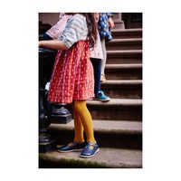 *Exclusive* Ribbed Cotton Tights, Navy Blue
