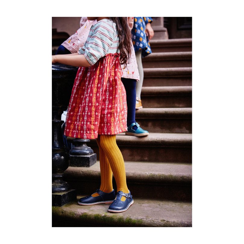 *Exclusive* Ribbed Cotton Tights, Navy Blue *Exclusive* Ribbed Cotton Tights, Navy Blue