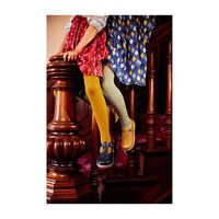 Ribbed Cotton Tights, Mustard