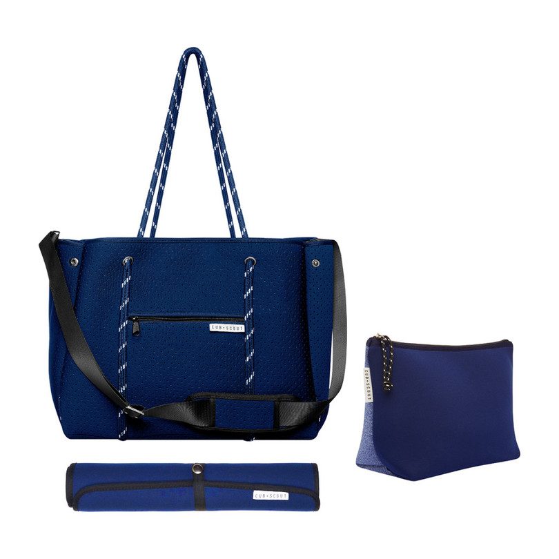 The Mum Set - Navy Leader Carryall, Sky Pouch, Navy Mat The Mum Set - Navy Leader Carryall, Sky Pouch, Navy Mat