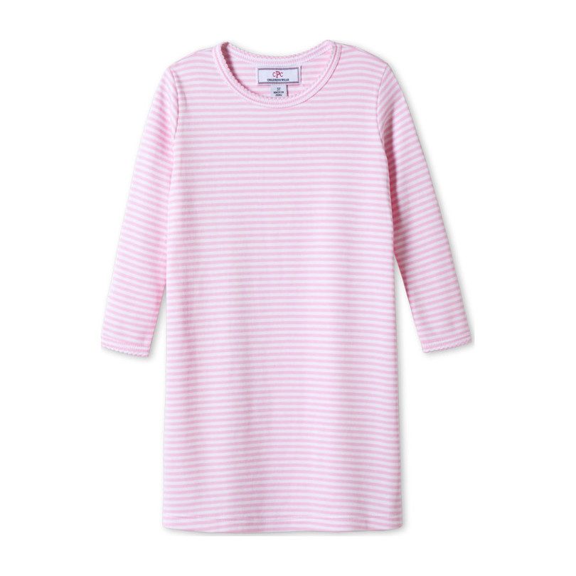 Jillian Long Sleeve Pima Dress, Lilly's Pink and White Stripe Jillian Long Sleeve Pima Dress, Lilly's Pink and White Stripe