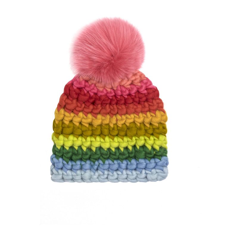 Beanie Stripe Adult Hat, Rainbow Beanie Stripe Adult Hat, Rainbow