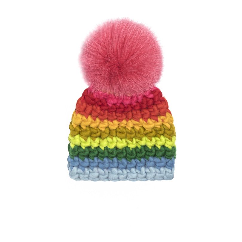 Beanie Stripe Hat, Rainbow Beanie Stripe Hat, Rainbow