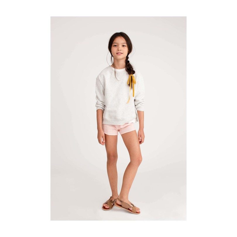 Catherine Pull-On Short, Pale Pink Cotton Muslin Catherine Pull-On Short, Pale Pink Cotton Muslin
