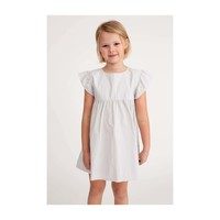 Charlotte Ruffle Sleeve Dress, Pale Grey Stripe