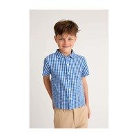 Ollie Short Sleeve Button Down, Royal Gingham