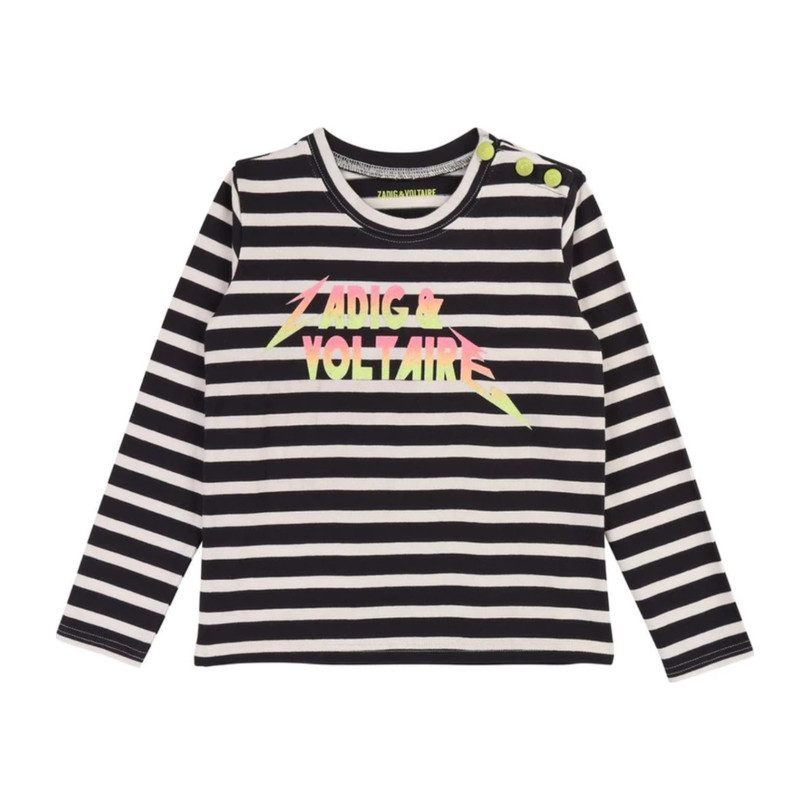 Striped Logo T-Shirt, Navy Striped Logo T-Shirt, Navy