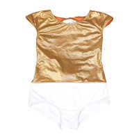 Venezuela One Piece Swimsuit, Gold And White Colorblock