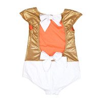 Venezuela One Piece Swimsuit, Gold And White Colorblock