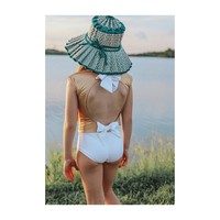 Venezuela One Piece Swimsuit, Gold And White Colorblock