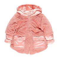 Fluffy and Warm Fabric Parka, Flamingo Pink