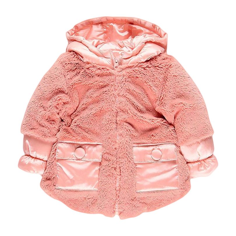 Fluffy and Warm Fabric Parka, Flamingo Pink Fluffy and Warm Fabric Parka, Flamingo Pink