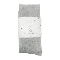 *Exclusive* Ribbed Cotton Tights, Grey Lurex