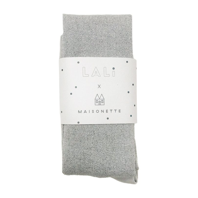 *Exclusive* Ribbed Cotton Tights, Grey Lurex *Exclusive* Ribbed Cotton Tights, Grey Lurex