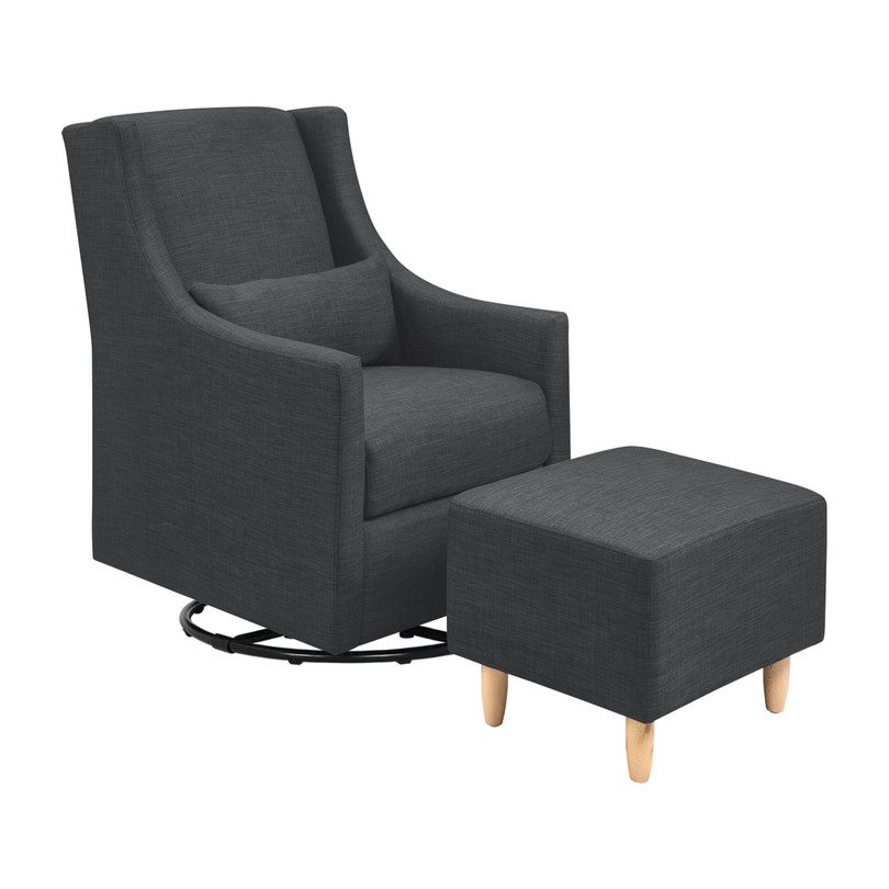 Toco Swivel Glider and Stationary Ottoman, Coal Grey Nursery Chairs