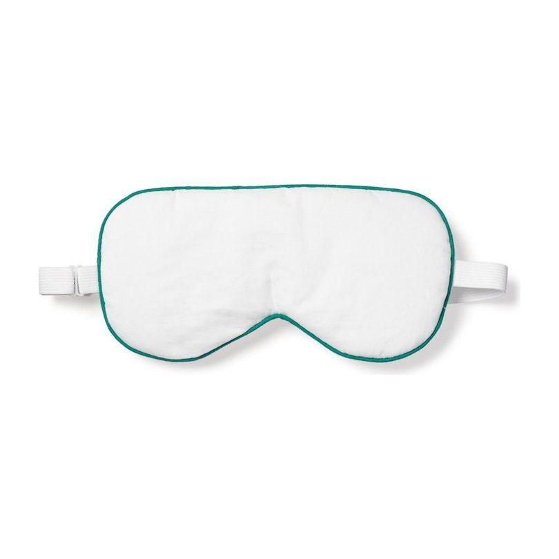 Adult Traditional Eye Mask, White & Green Piping Adult Traditional Eye Mask, White & Green Piping