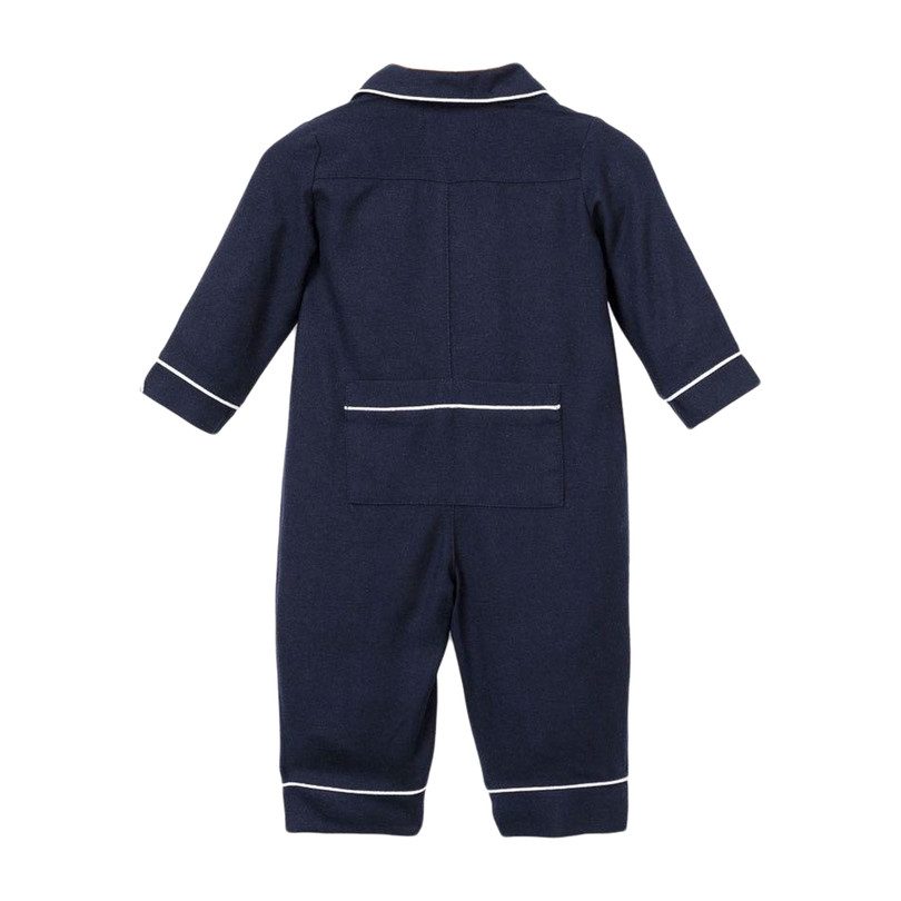 POPULUS BABY ROMPER - WHITE/NAVY CHECK