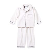 White Pajamas with Navy Piping