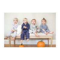 White Pajamas with Navy Piping