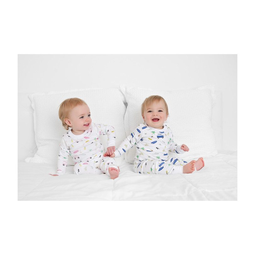 Two Piece Pajama Set, Blue Surf - Sleepwear - Maisonette
