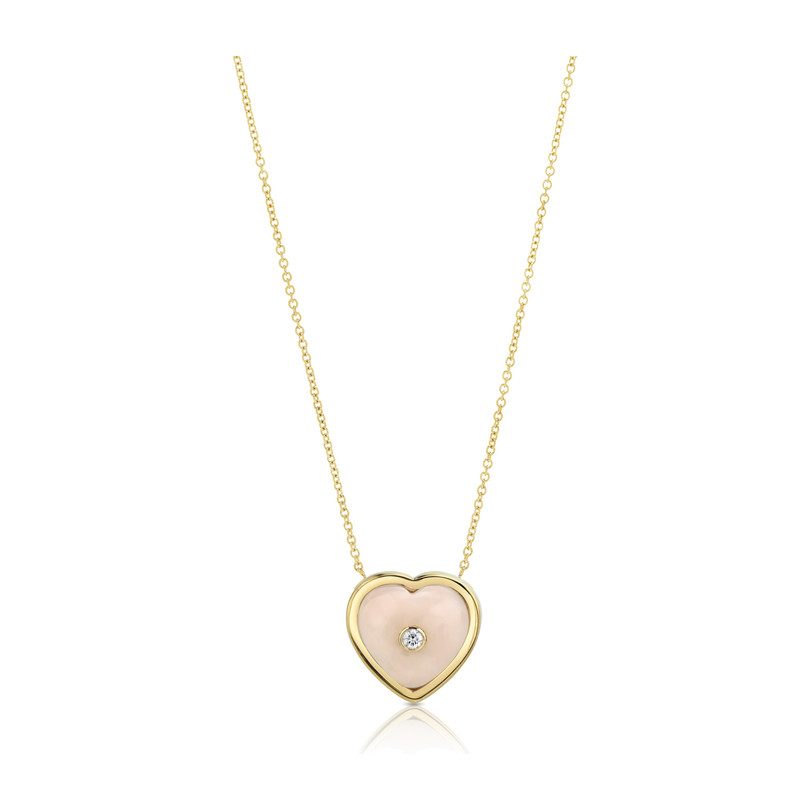 *Exclusive* Opal Puff Heart Pendant, Birthstone Inset *Exclusive* Opal Puff Heart Pendant, Birthstone Inset